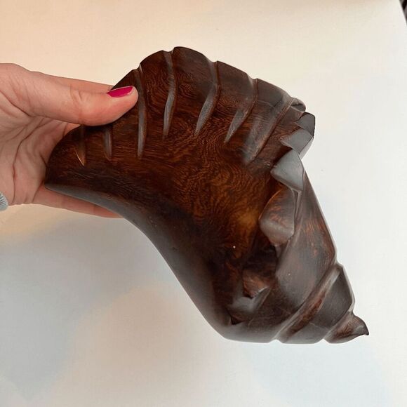 Mid Century Carved Wood Sea Shell Conch - Picture 6 of 9